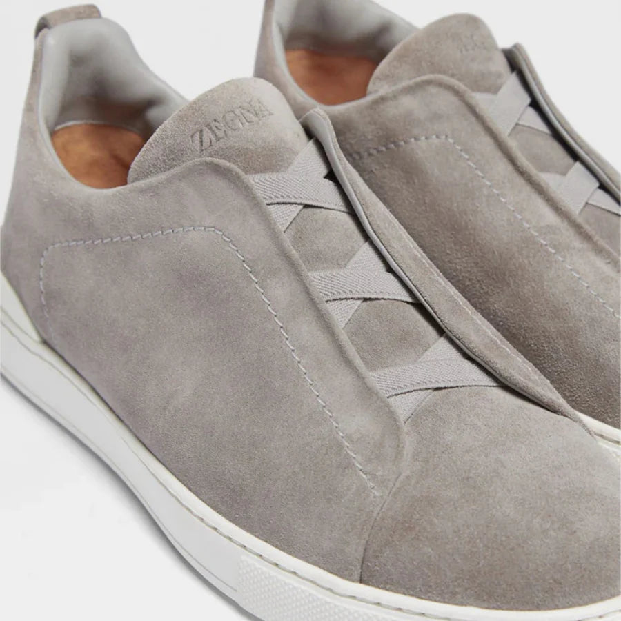 Zegna Triple Stitch grey Suede Sneakers