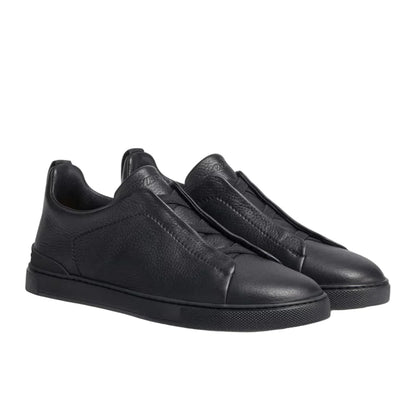 Zegna black deerskin Triple Stitch sneakers
