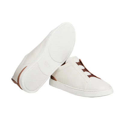 Zegna Triple Stitch low-top sneakers White in Brown