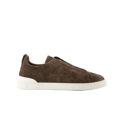 Zegna Triple Stitch™ brown suede sneakers