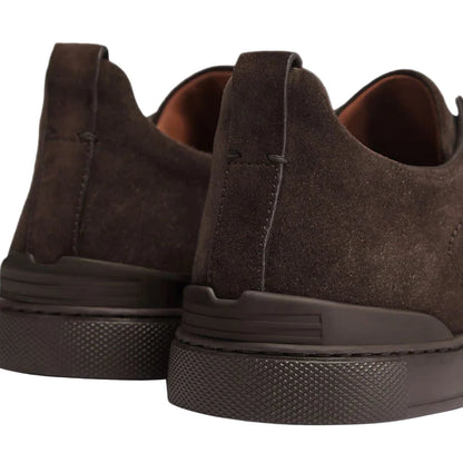 ZEGNA Triple Stitch low-top sneakers in brown suede